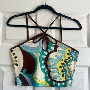 Multicolor Halter Neck Women's Top